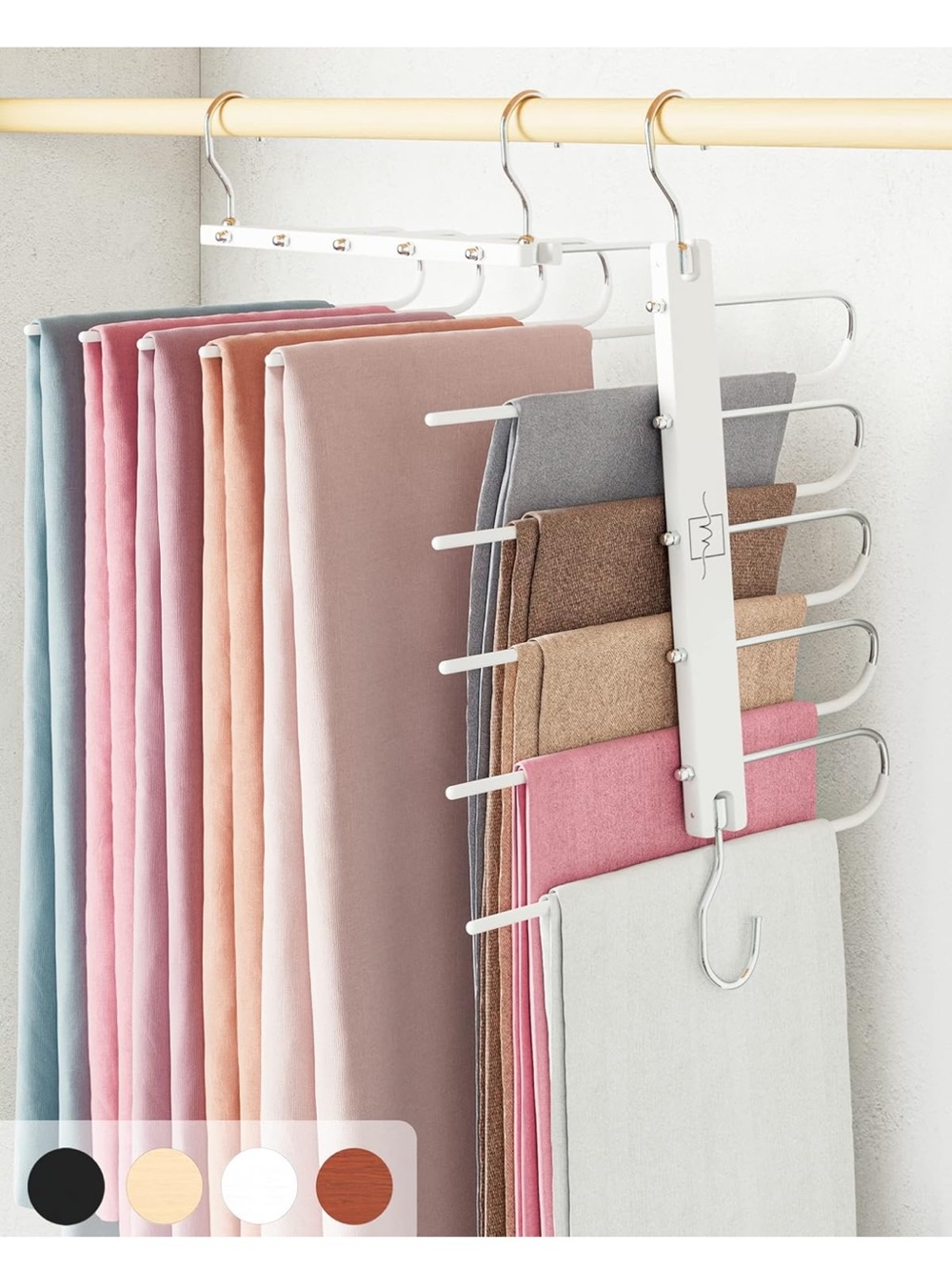White and Silver Multi-Tier Pant Hanging Organizer